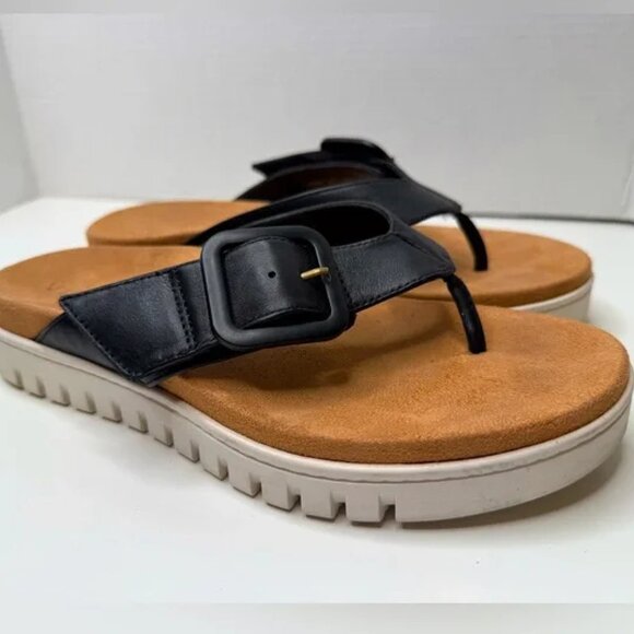Vionic Uptown Marin Sandal Black Flip Flop Sandal Size 10 Velcro Buckle - Picture 1 of 1